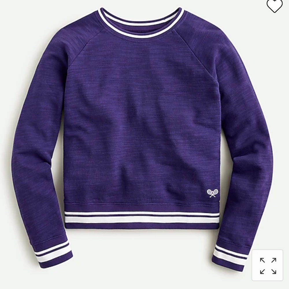 Vintage cotton terry crewneck pullover with tennis embroidery